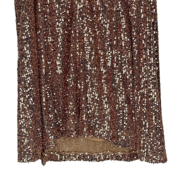 FREE PEOPLE FRIDA BRONZE SEQUIN RUFFLE BUST MINI STRAPLESS PARTY COCKTAIL DRESS - Picture 10 of 17